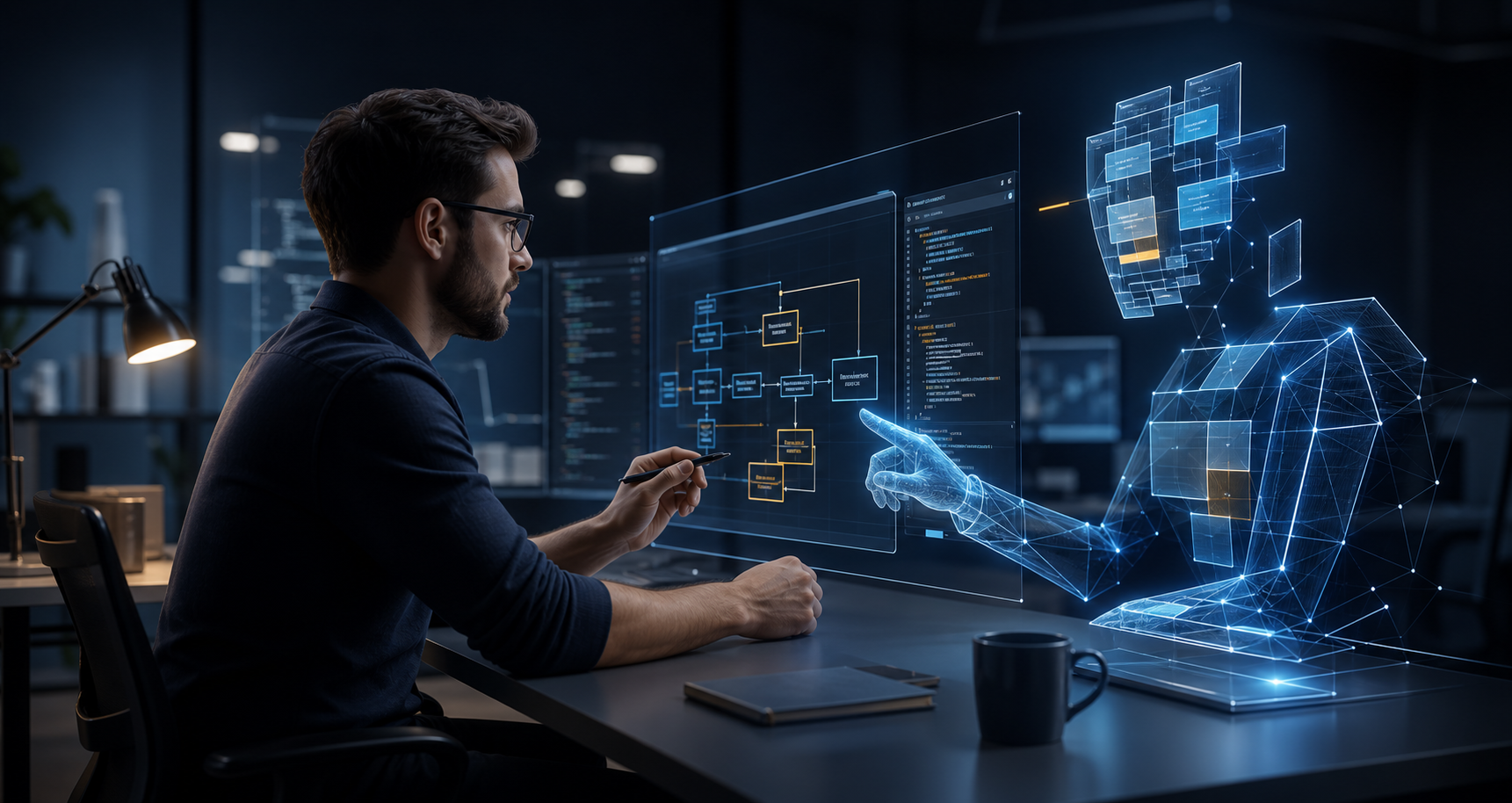 A human engineer collaborating with an AI agent